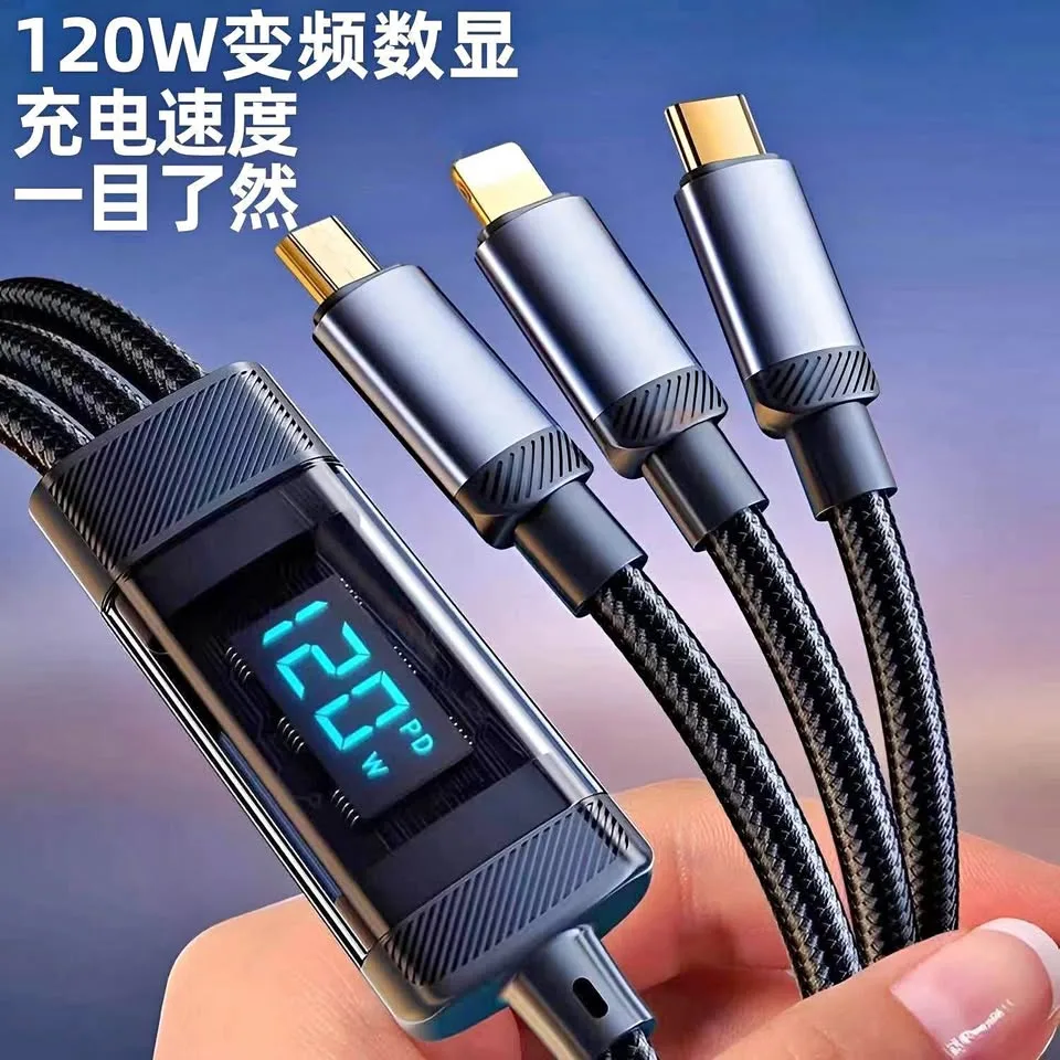 🔥 Ultimate 3-in-1 Fast Charging Cable - 120W Digital Display 🔥 thumbnail