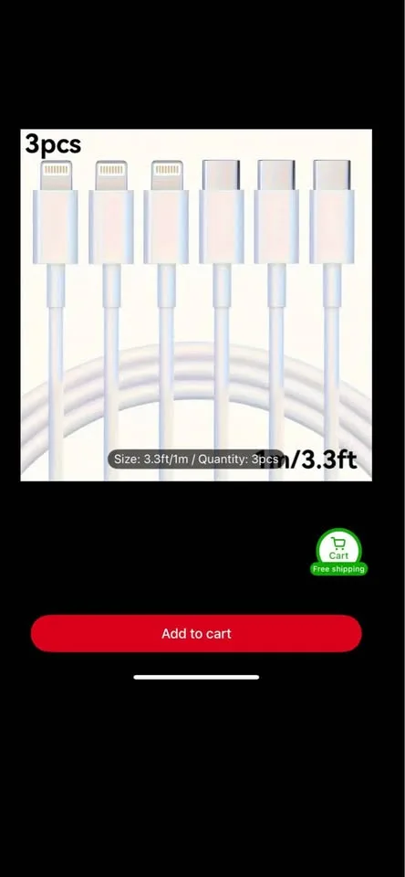 3pc for iphone USB C to Lightning cable new image indicator(4)