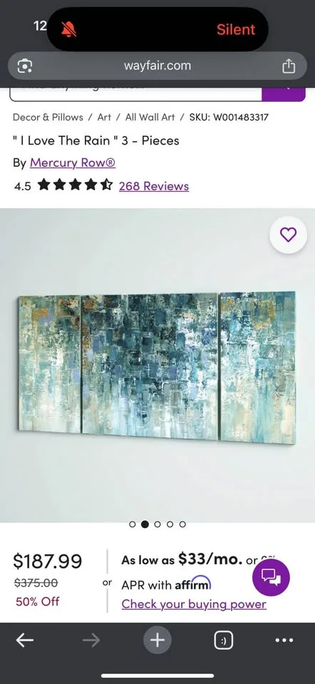 Large Wall Art 3 panels-  40" H x 80" W x 1.5" D image indicator(2)