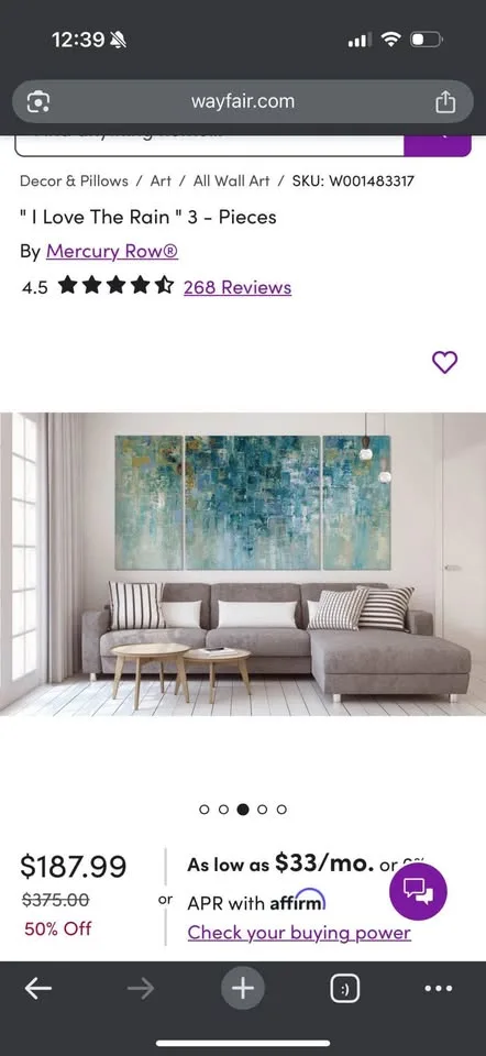 Large Wall Art 3 panels-  40" H x 80" W x 1.5" D image indicator(3)