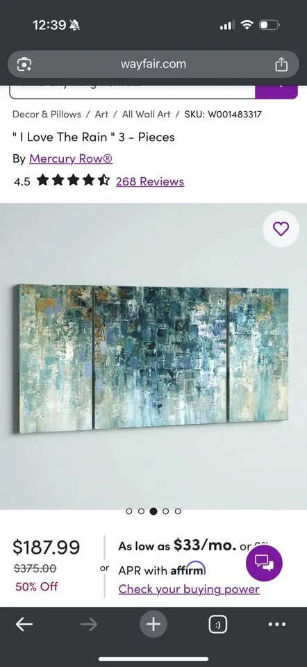 Large Wall Art 3 panels-  40" H x 80" W x 1.5" D image indicator(5)