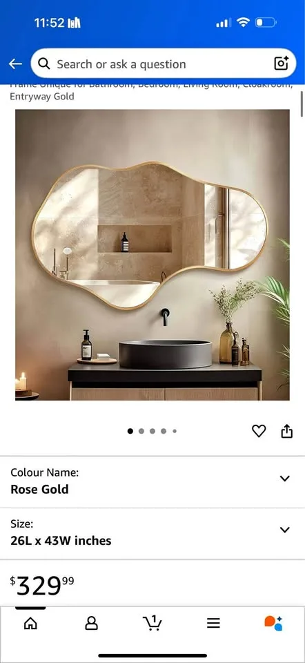 Modern Wall Mirror – Gold Frame New in Box thumbnail
