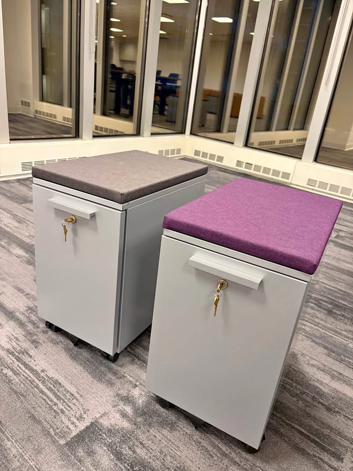 Office Furniture: Grey Metal Cart/Table (80% Off)
