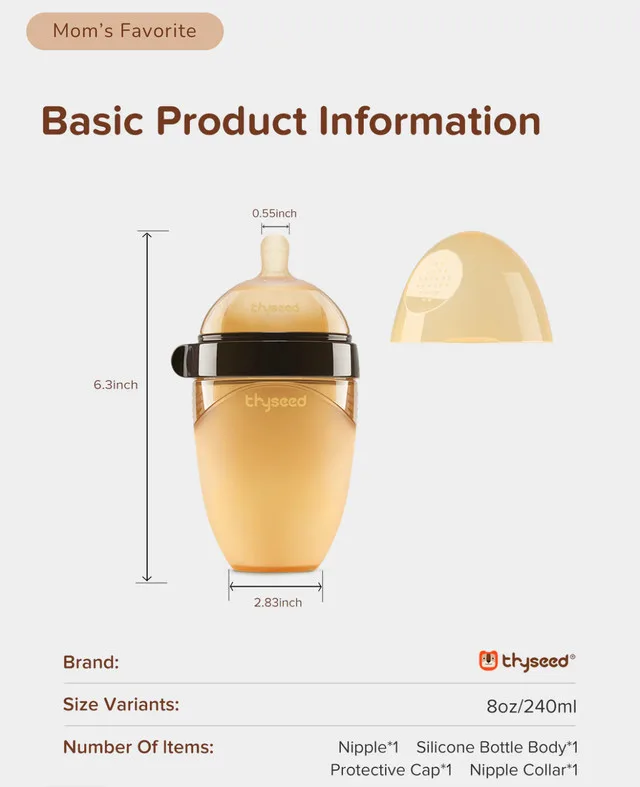 Thyseed Silicone Baby Bottle! 3-7 Months! image indicator(9)