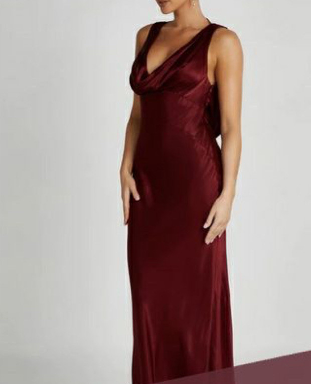 ANGELIQUESatin Cowl Back Maxi Dress - Berry! size XS - photo 3
