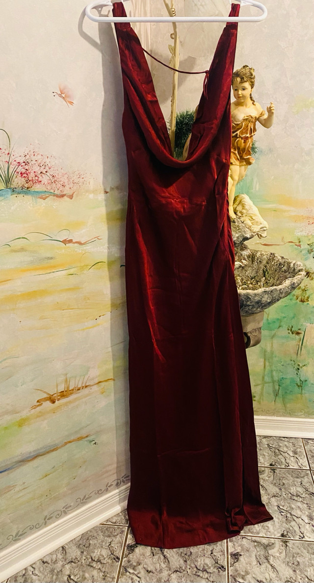 ANGELIQUESatin Cowl Back Maxi Dress - Berry! size XS - photo 4