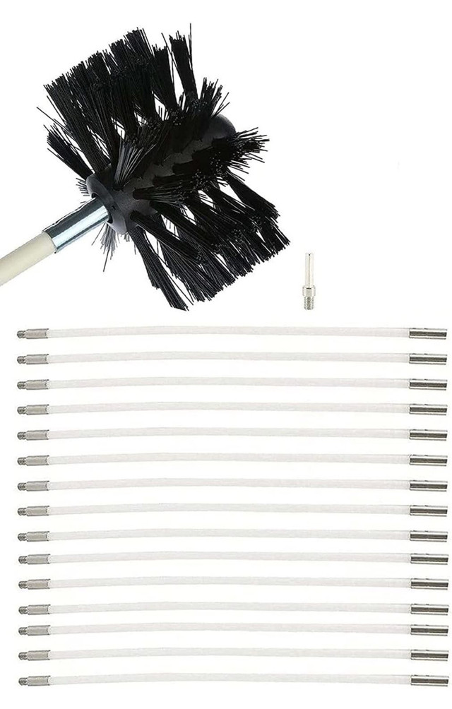 Chimney Cleaning Brush Sweep Kit - 15 RODS INCLUDED
