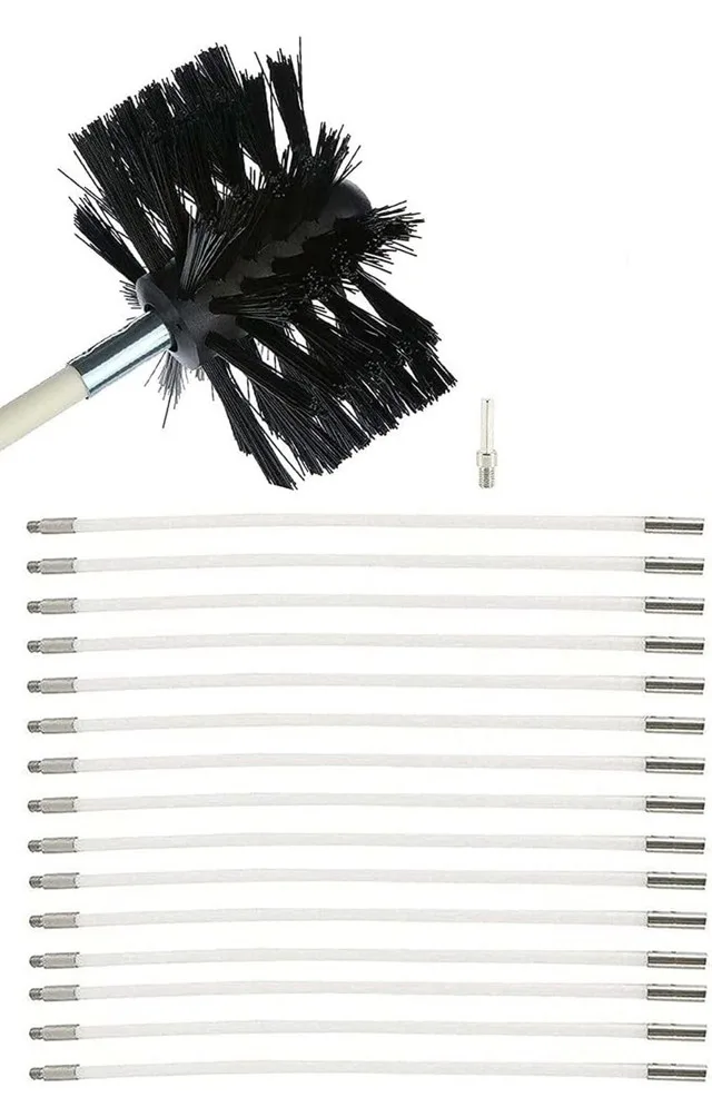 Chimney Cleaning Brush Sweep Kit - 15 RODS INCLUDED thumbnail