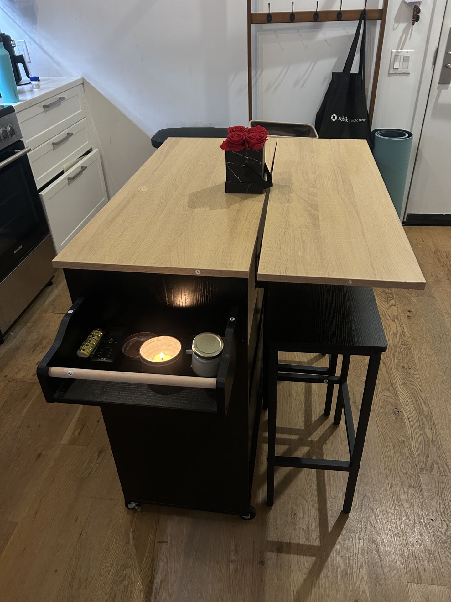 Rolling Kitchen Island with Bar Stools - photo 2