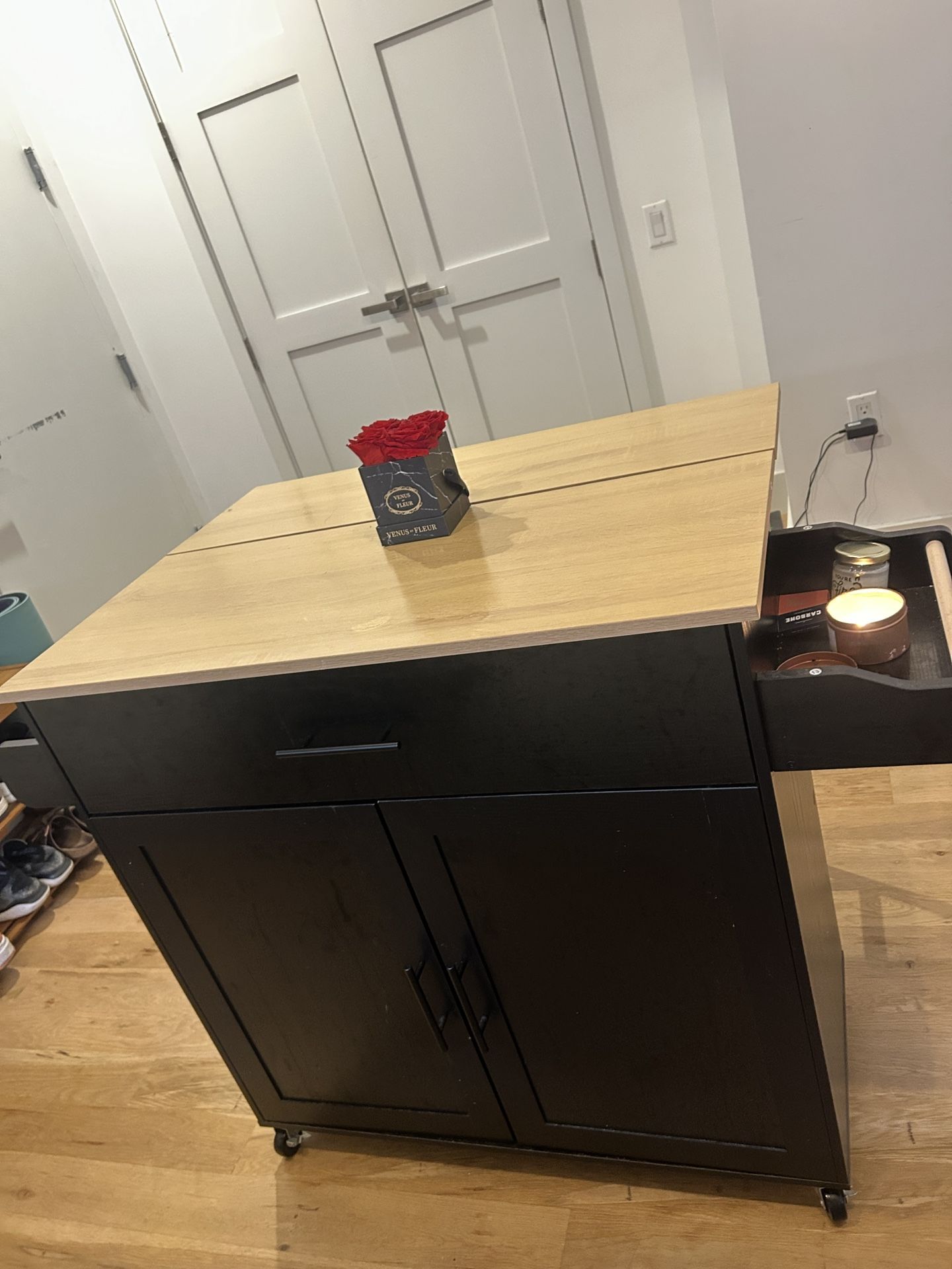 Rolling Kitchen Island with Bar Stools - photo 3