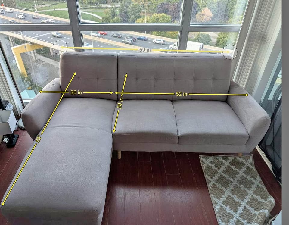 Structube L-Shaped Couch in Dusty Rose colour