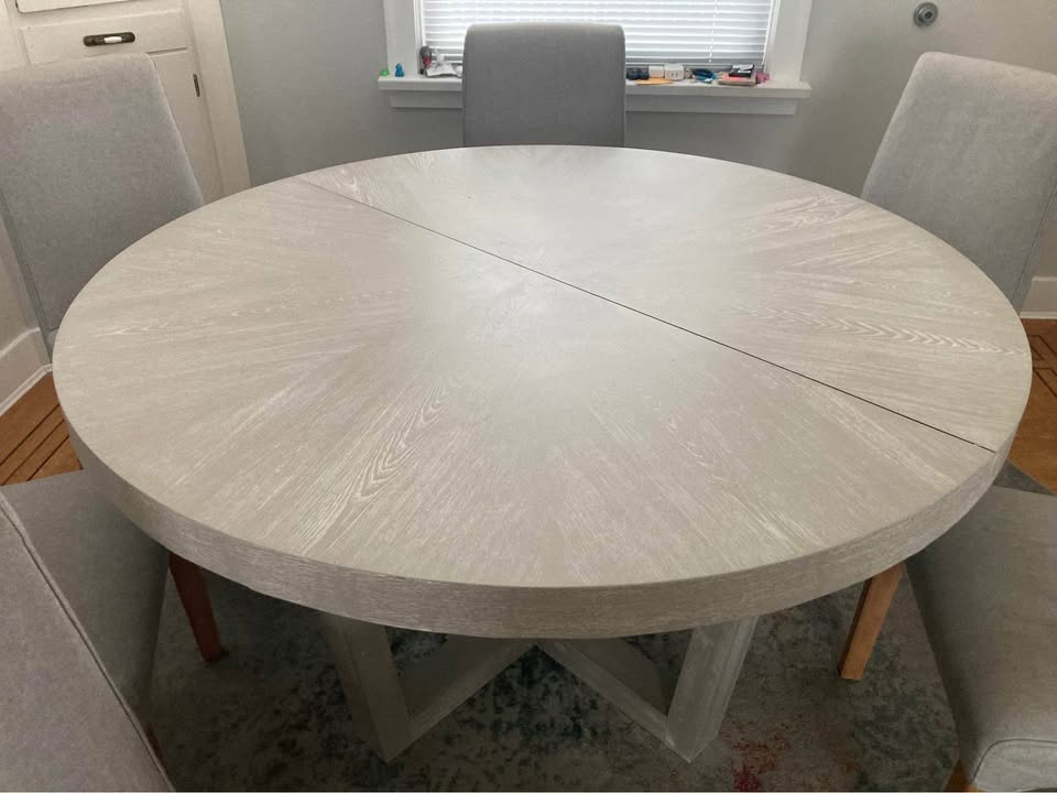 Trendy Round Extending Dining Table with chairs - photo 2