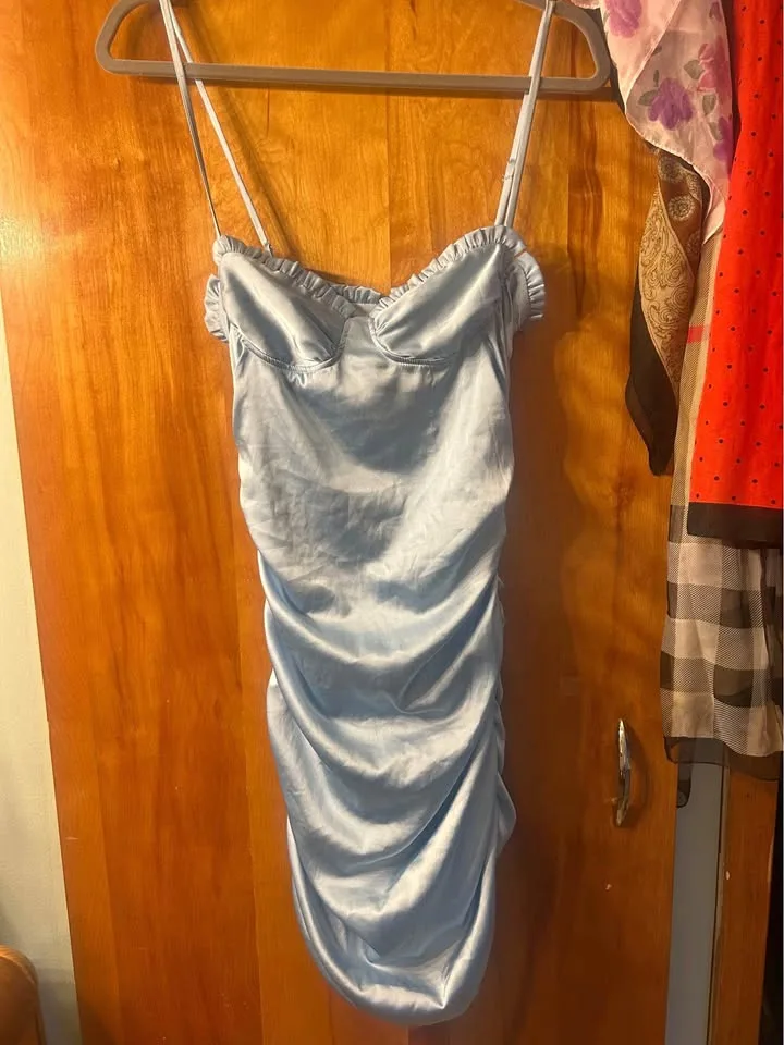 Blue ruched dress thumbnail