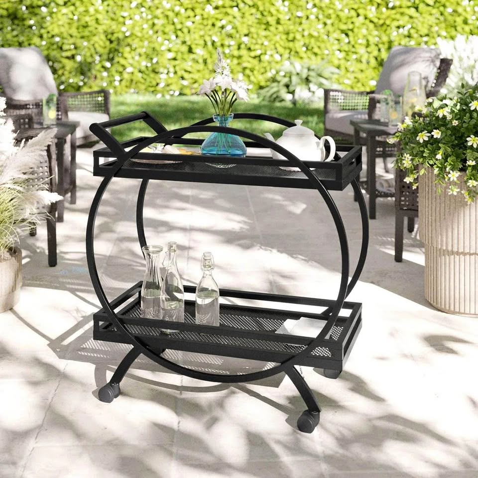 HOMETRENDS Patio Bar Cart - Black