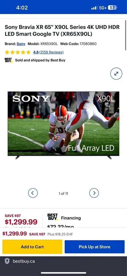 Sony Bravia XR 65" X90L Series 4K UHD brand new in box thumbnail