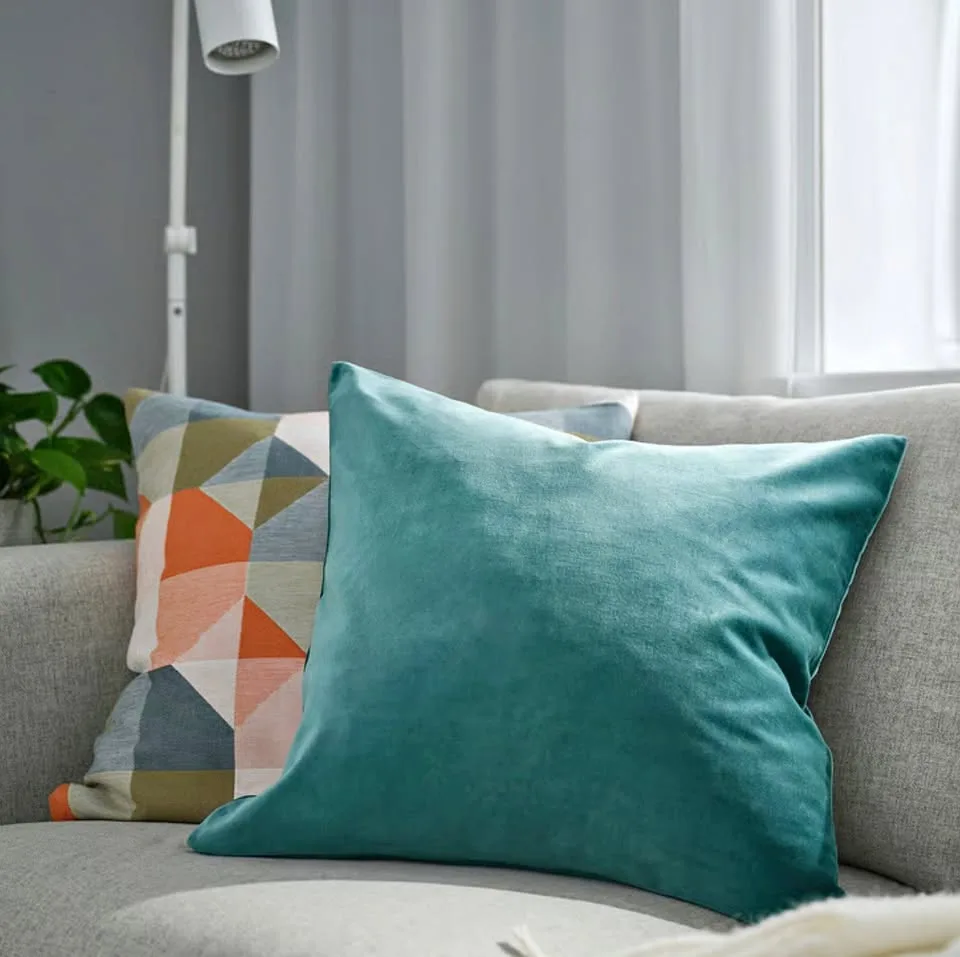 IKEA SANELA Cushion Cover, Gray-Turquoise, 50x50 cm x2 thumbnail