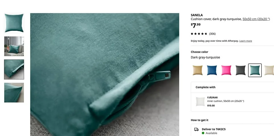 IKEA SANELA Cushion Cover, Gray-Turquoise, 50x50 cm x2 image indicator(2)