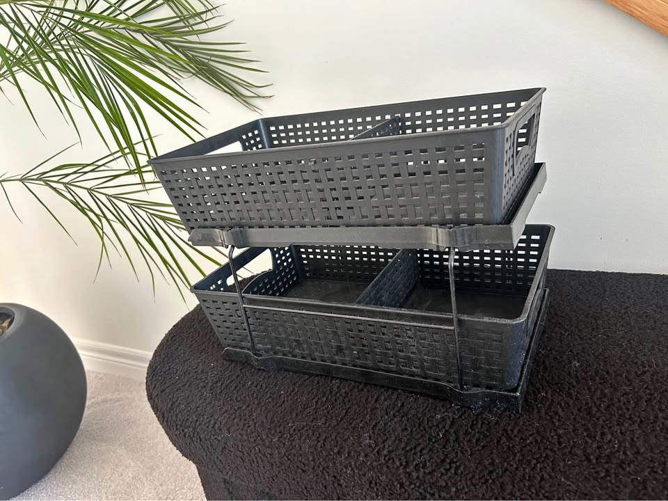 2 Tier Bathroom Organizer Tray Pull-Out Sliding Drawer