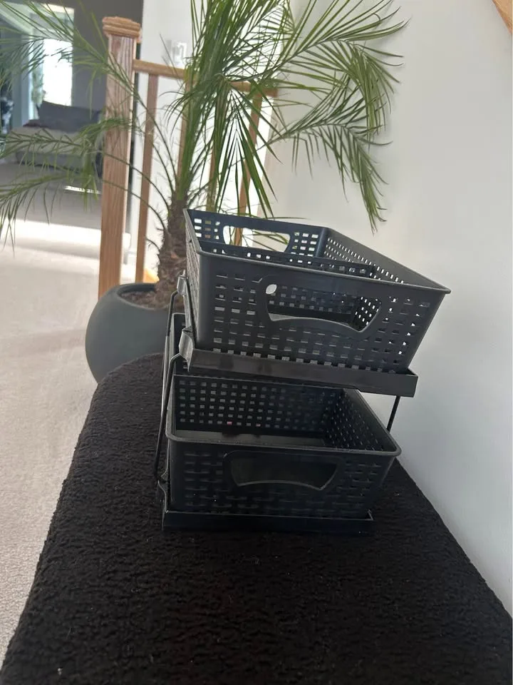 2 Tier Bathroom Organizer Tray Pull-Out Sliding Drawer image indicator(2)