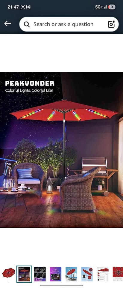Patio Umbrella with 80 Lights