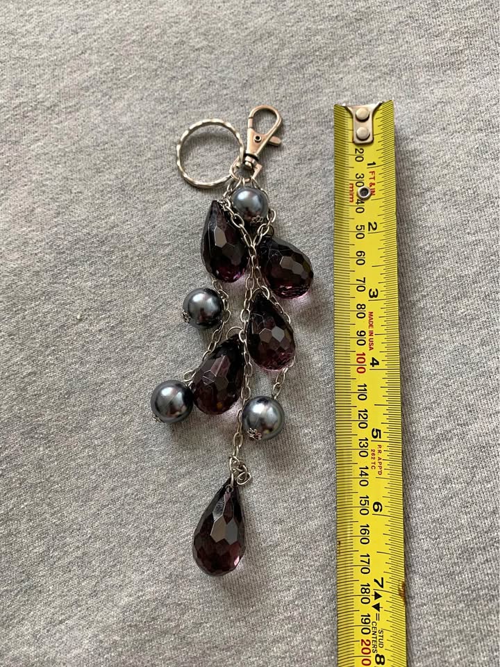 Large Charm / Keychain in Smoky Grey + Dark Purple tones
