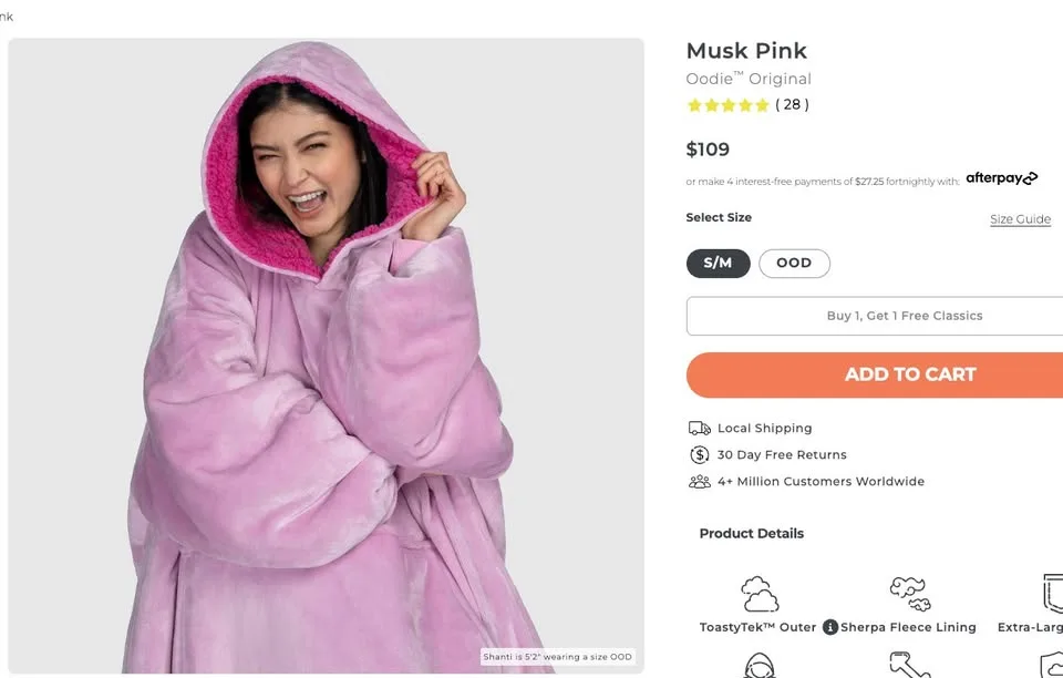 Original Light Pink Oodie with White Sherpa Lining image indicator(2)