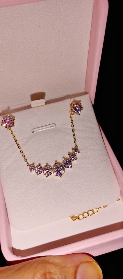 Beautiful 4.8 ct diamond cultivated earring necklace set vvs1