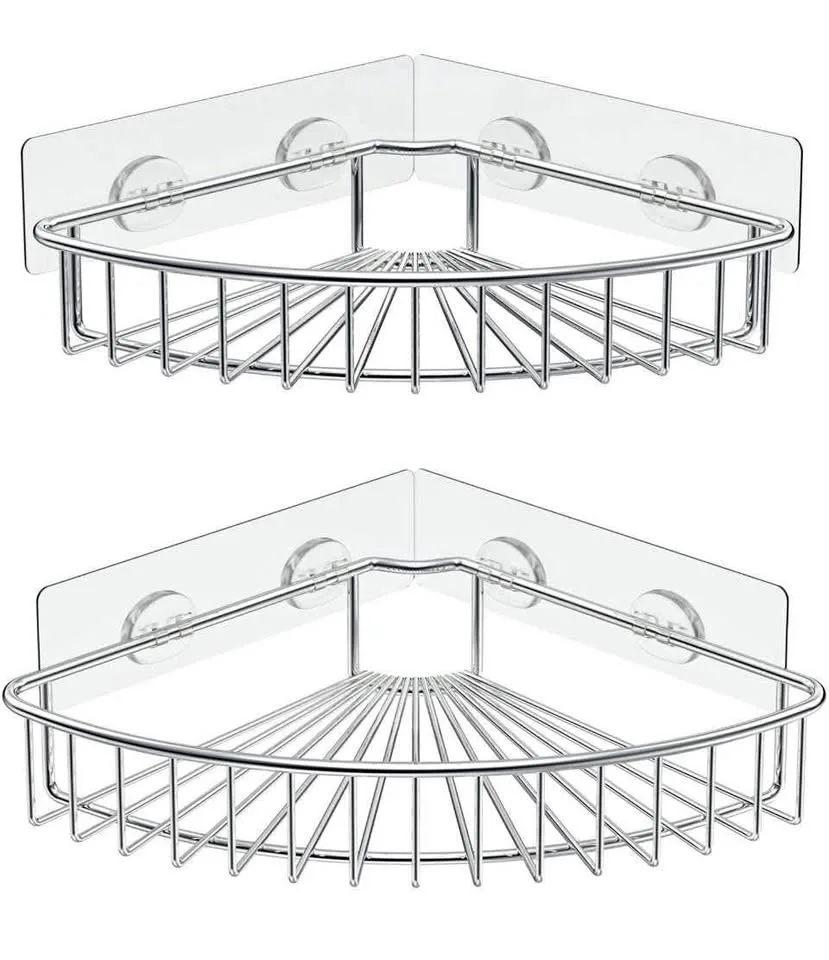 2 Corner Shower Caddy, Wall Mounted with Adhesive -New! thumbnail