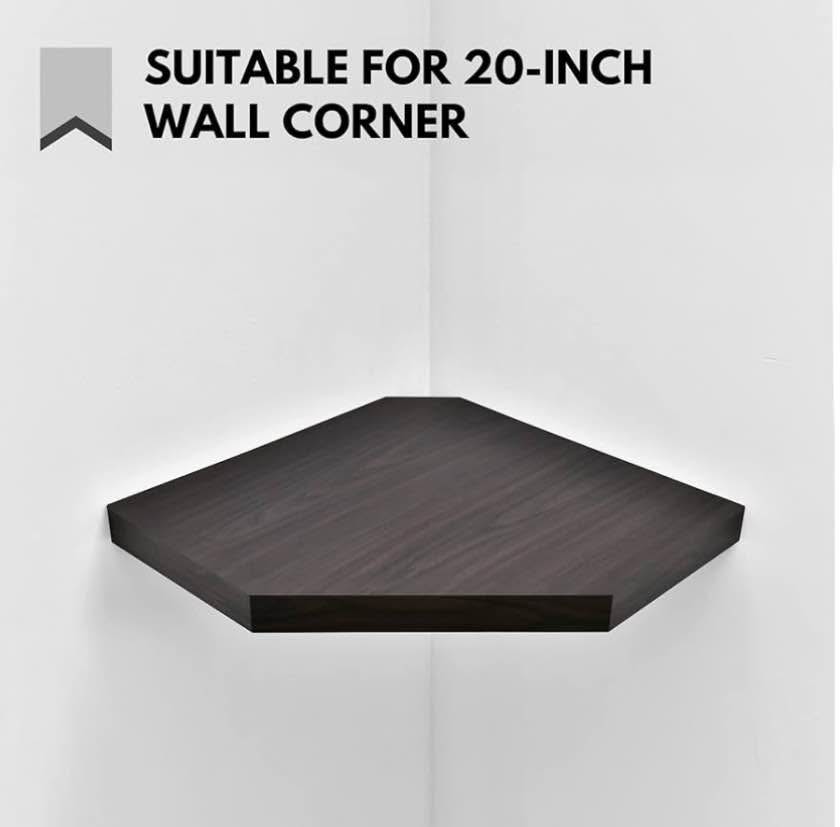 Corner Shelf Wall Mounted Shelves Display, 17"L x 17"W - photo 2