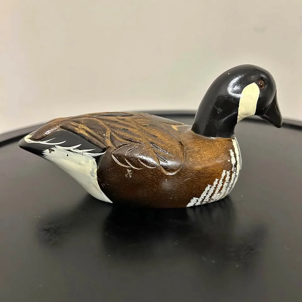 Vintage Small Hand-Carved Wooden Duck Figurine thumbnail