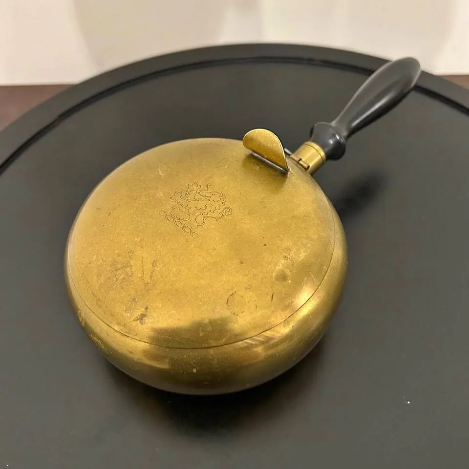 Antique Brass Covered Bowl with Black Handle thumbnail