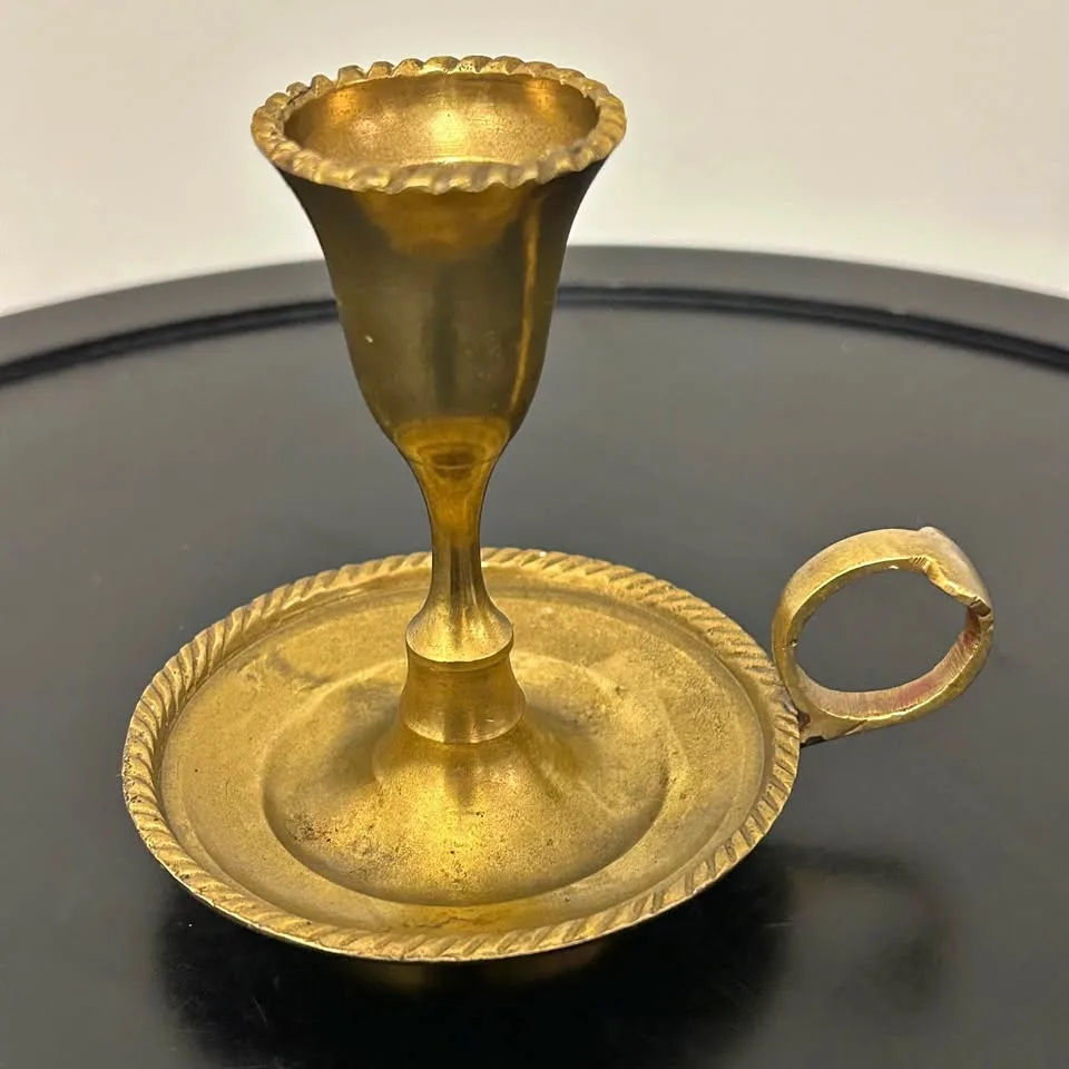 Vintage Brass Chamberstick Candle Holder thumbnail