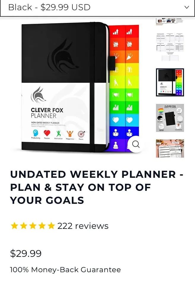 New Clever Fox undated weekly planner thumbnail