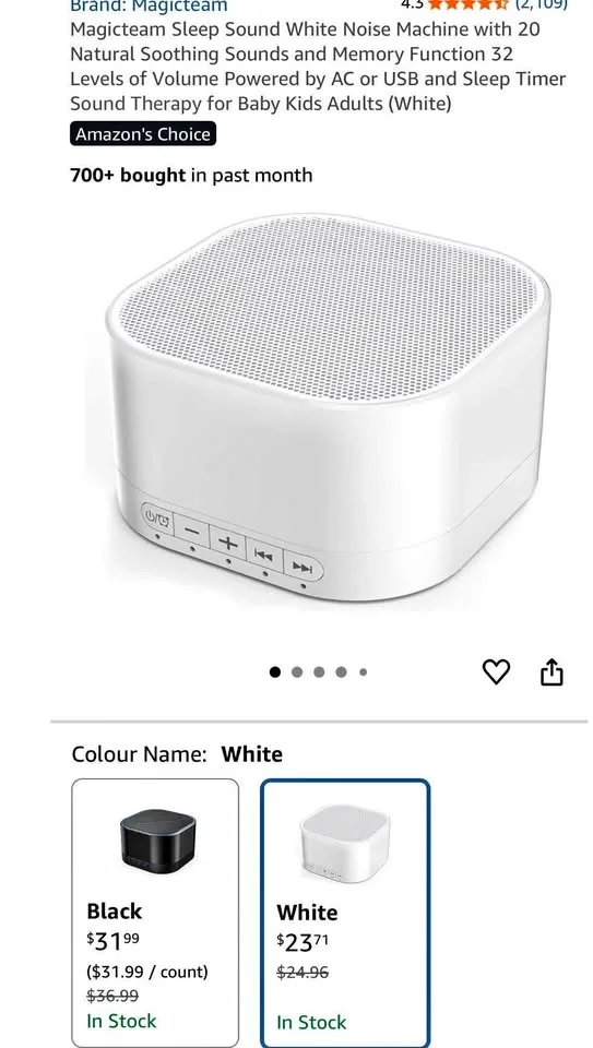 Magicteam White Noise Machine with 20 Sounds thumbnail
