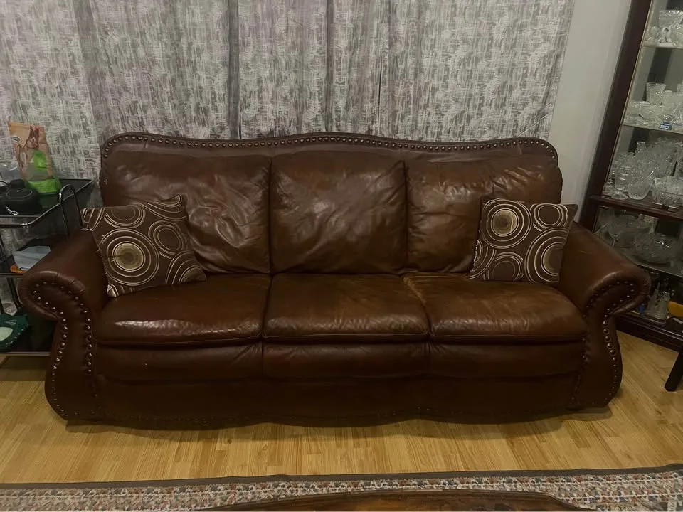 Italian leather couches + coffee table + side table image indicator(2)