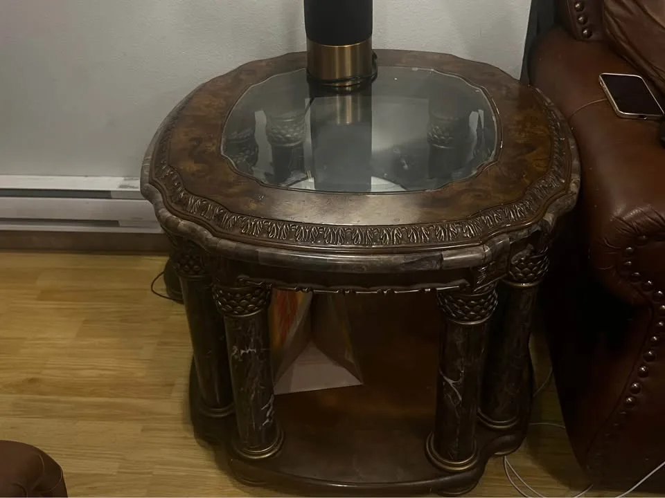 Italian leather couches + coffee table + side table image indicator(5)