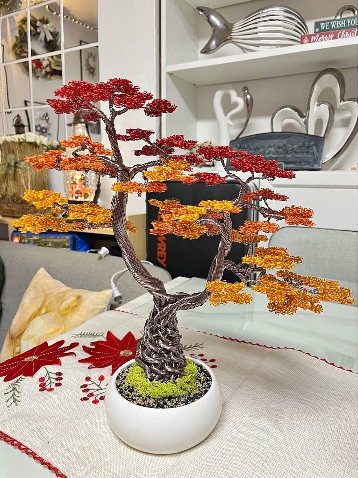 🍁 Handmade Autumn Aluminum Bonsai Tree