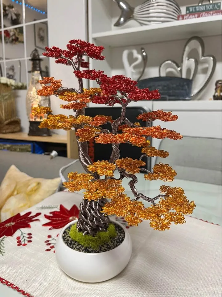 🍁 Handmade Autumn Aluminum Bonsai Tree image indicator(2)