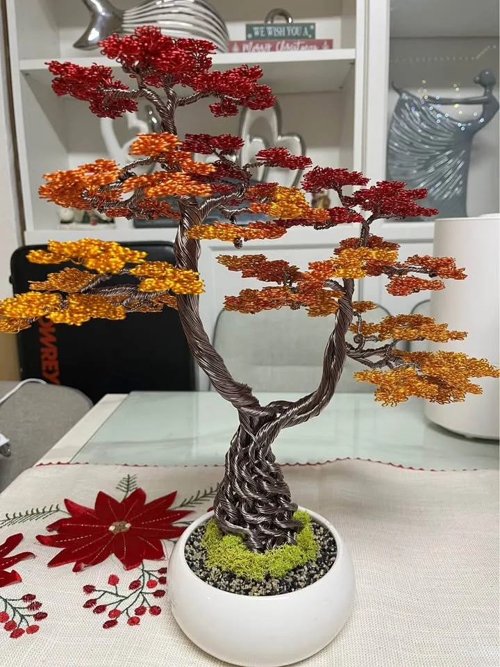🍁 Handmade Autumn Aluminum Bonsai Tree image indicator(3)