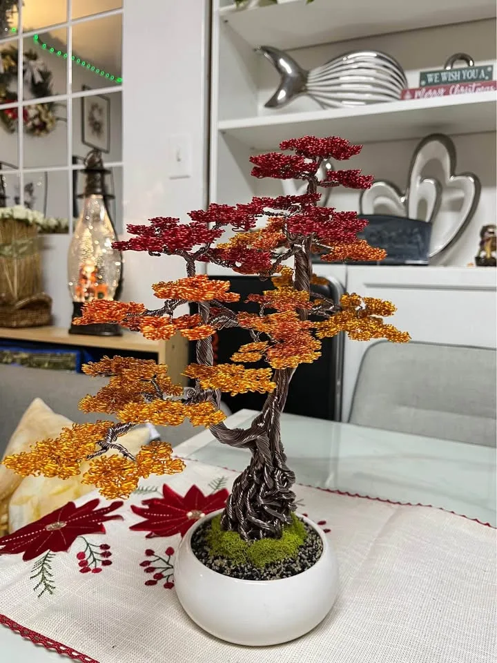 🍁 Handmade Autumn Aluminum Bonsai Tree image indicator(6)