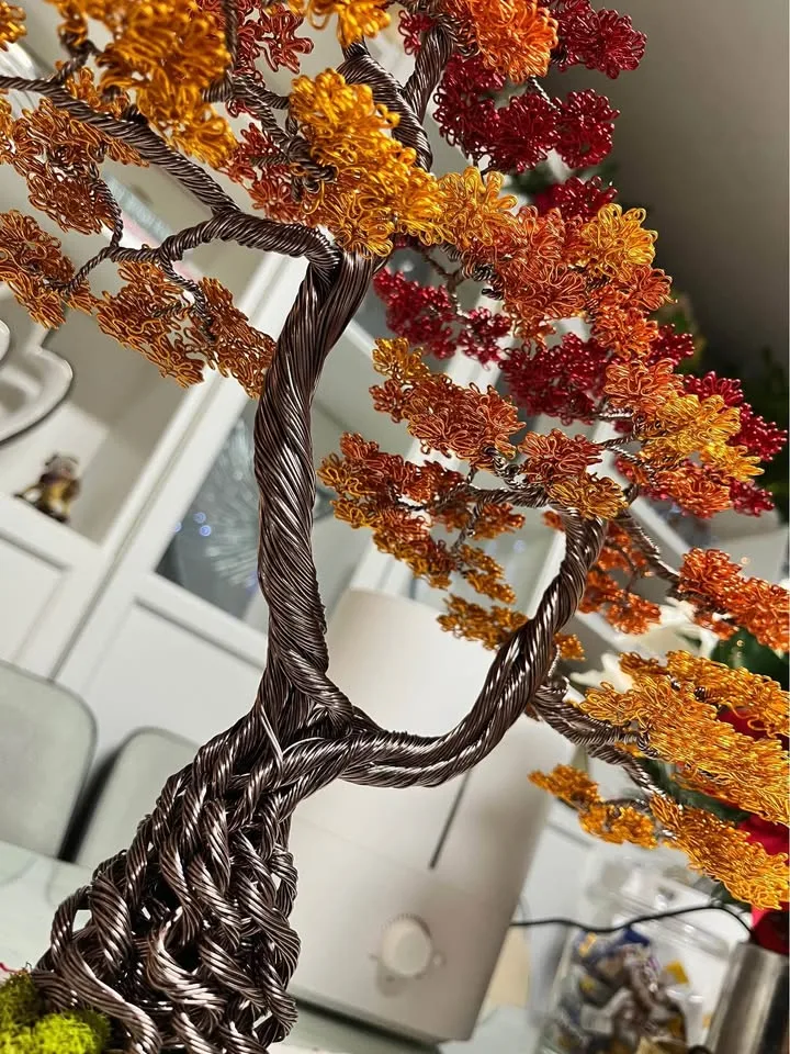 🍁 Handmade Autumn Aluminum Bonsai Tree image indicator(7)