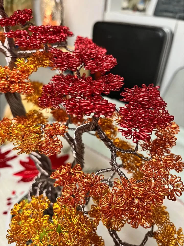 🍁 Handmade Autumn Aluminum Bonsai Tree image indicator(9)