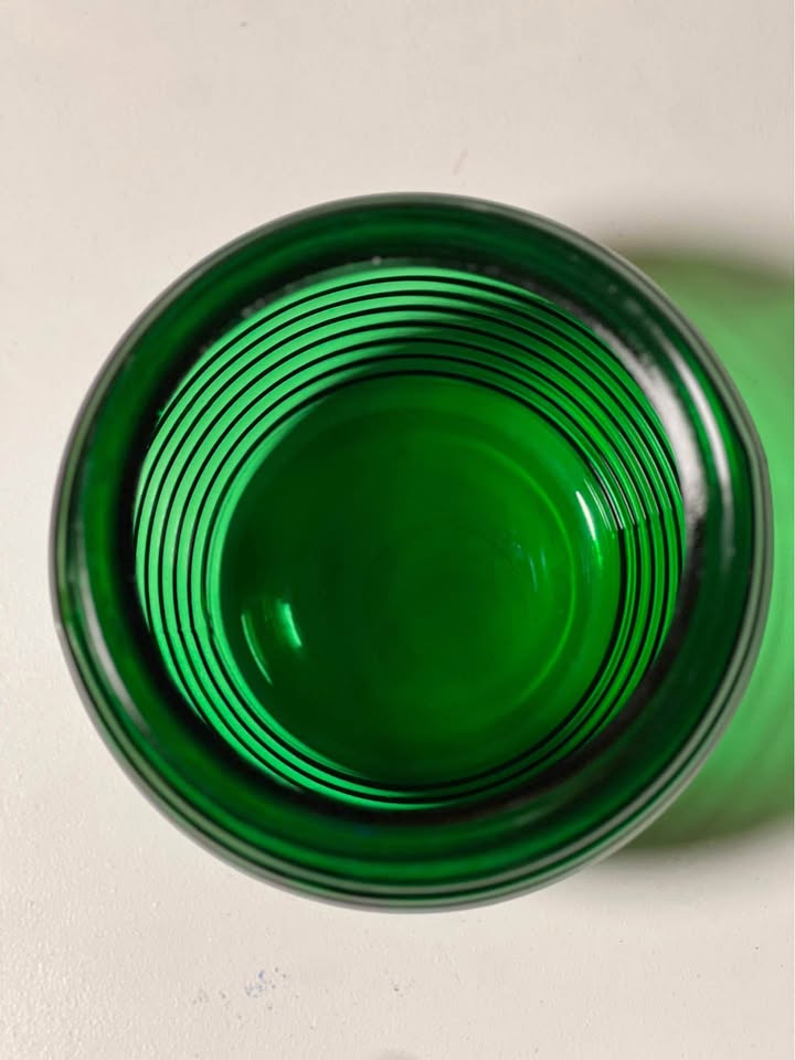 Vintage National Potteries Emerald Green Ribbed Vase - photo 2