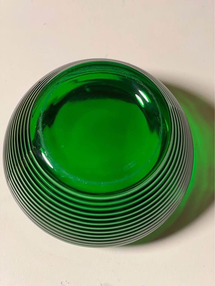 Vintage National Potteries Emerald Green Ribbed Vase - photo 3