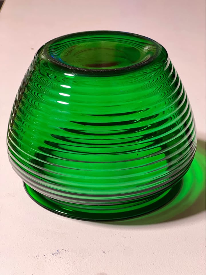 Vintage National Potteries Emerald Green Ribbed Vase - photo 4