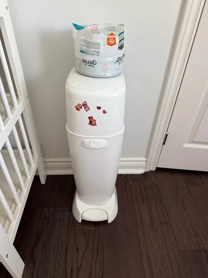 Change Table , Mat, Covers, Diaper Genie and 1 Brand New Refil image indicator(4)