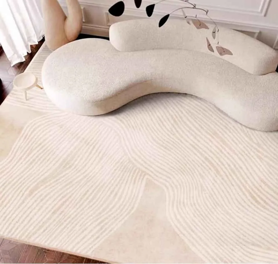 Beige neutral aesthetic rug Minimalist modern thumbnail