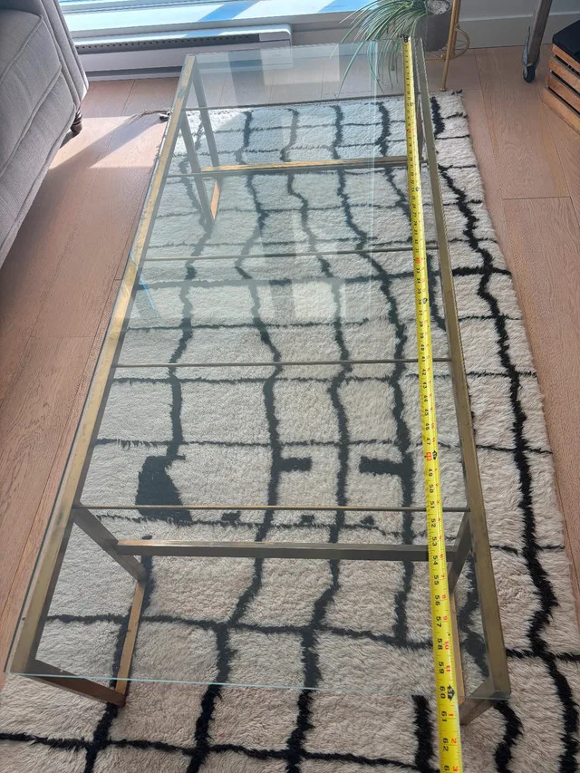 Vintage Glass & Brass Coffee Table – Mid-Century Modern Style image indicator(2)