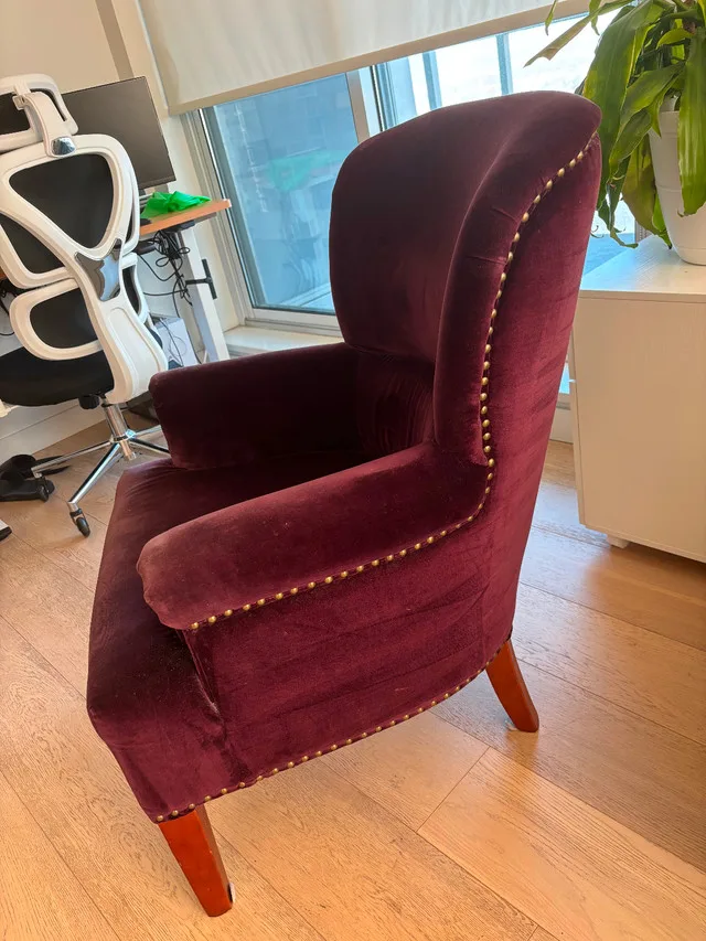 Plum Velvet Accent Armchair with Nailhead Trim image indicator(2)