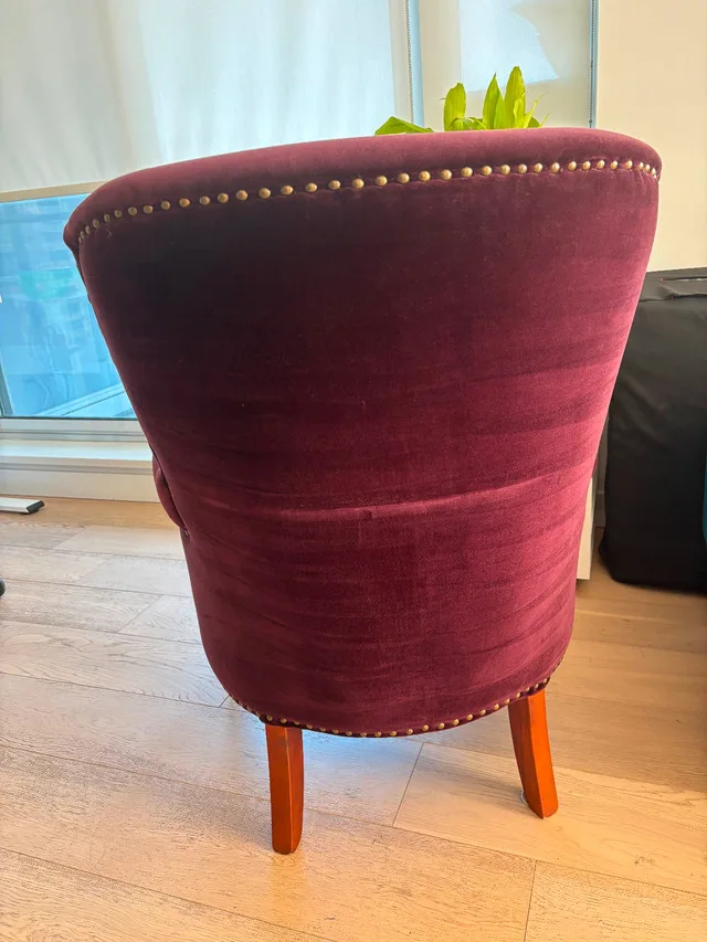 Plum Velvet Accent Armchair with Nailhead Trim image indicator(4)